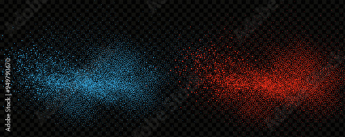 Red blue clouds effect. Cold and hot smoke texture. Abstract neon flame fog. Confrontation concept in sports boxing competition.