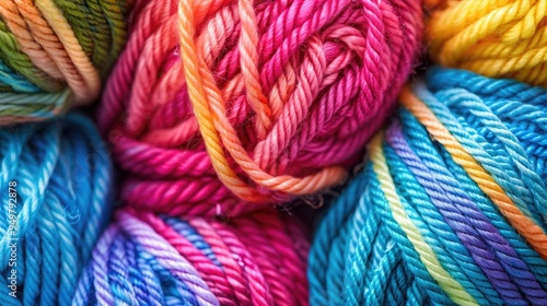 Multicolored yarn background, generaive ai