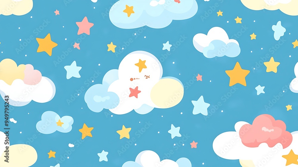 Cute Clouds and Stars Pattern Cute Clouds and Stars Pattern