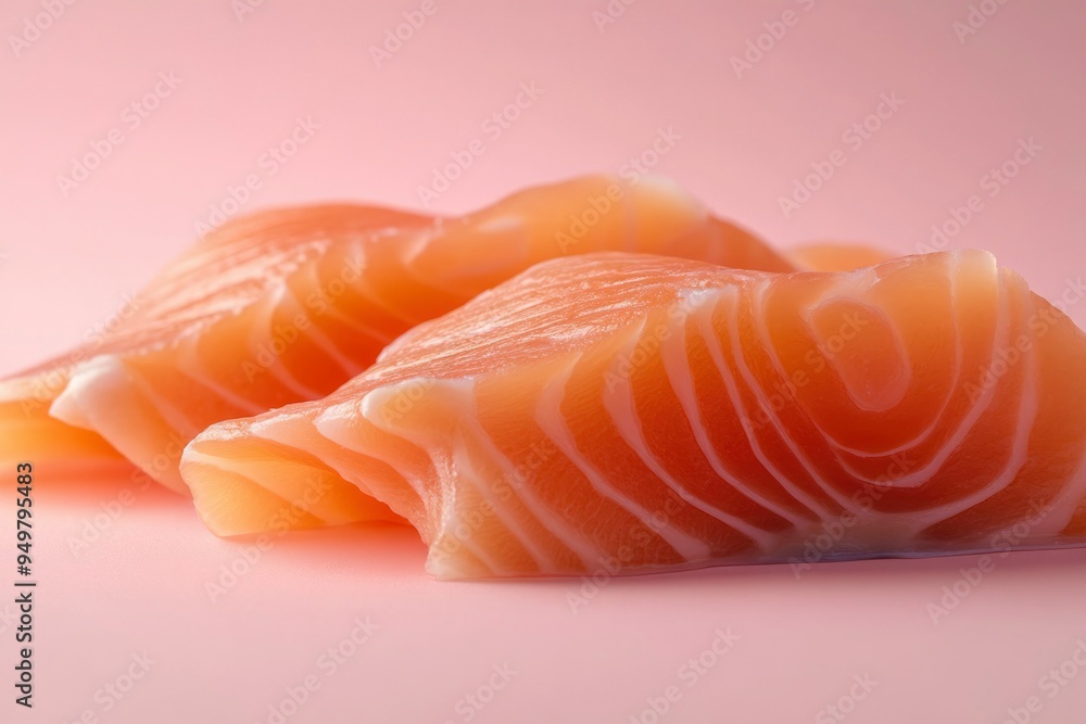 Close-up of Raw Salmon Fillet on Pink Background Close-up of Raw Salmon Fillet on Pink Background