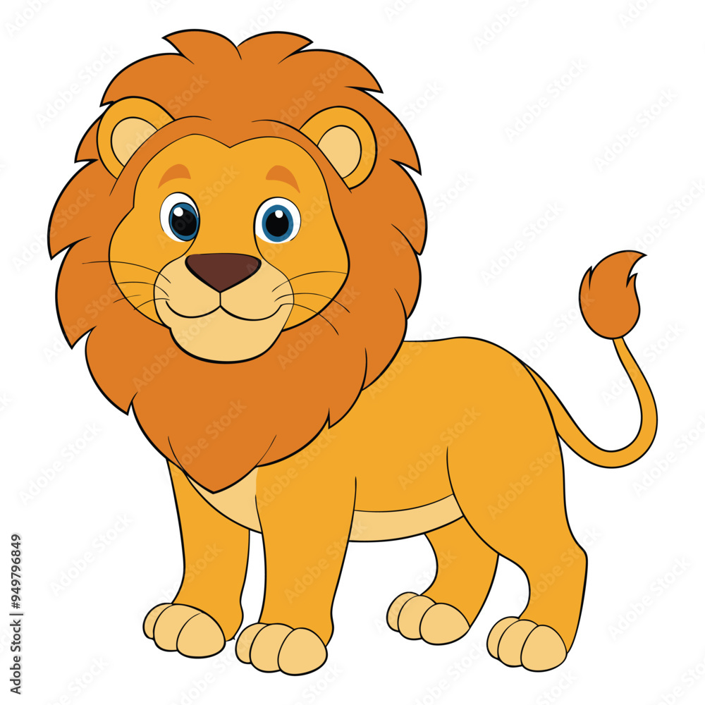 Obraz premium Cute lion cartoon isolated on white background
