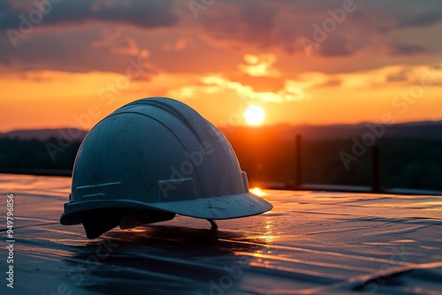 Wallpaper Mural Beautiful image of an engineering helmet at sunset, civil construction generative ai Torontodigital.ca