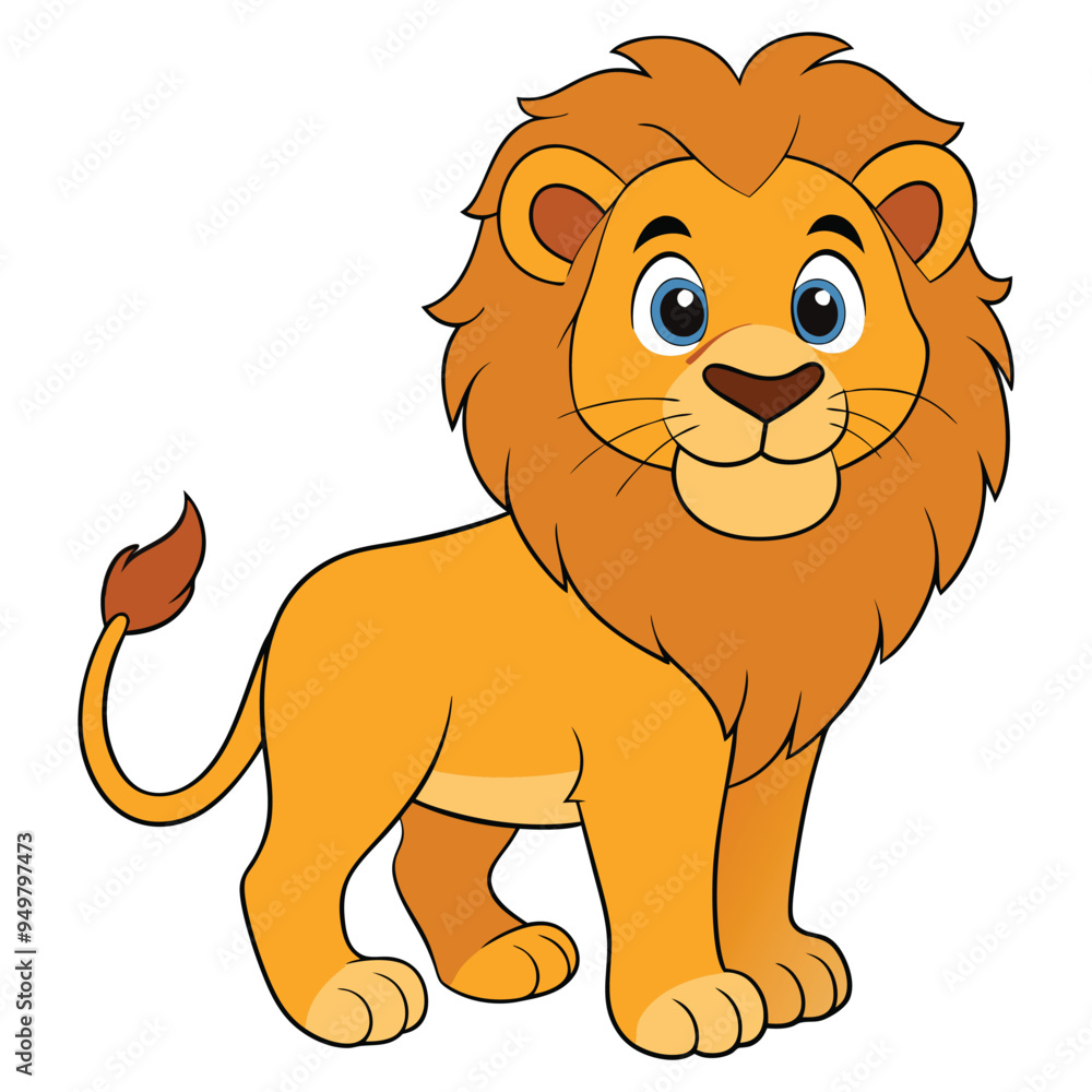 Obraz premium Cute lion cartoon isolated on white background