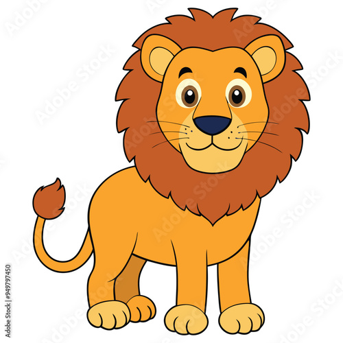 Cute lion cartoon isolated on white background photo