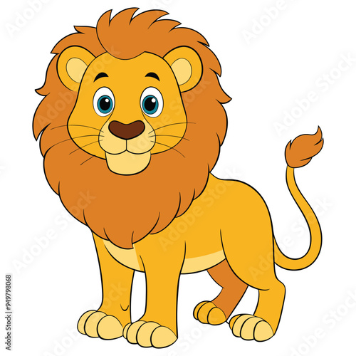 Cute lion cartoon isolated on white background