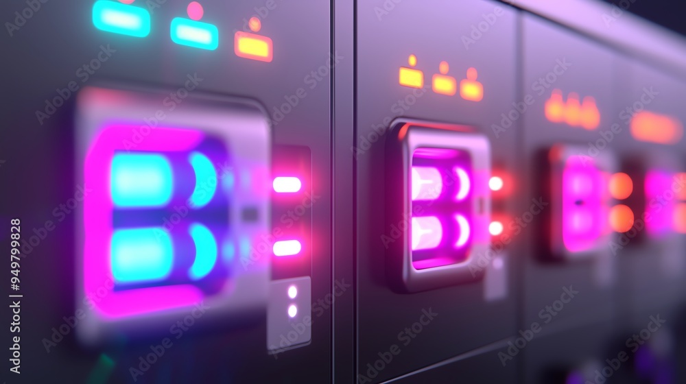 Power supply, unit distributing electricity, 3D illustration Power supply, unit distributing electricity, 3D illustration