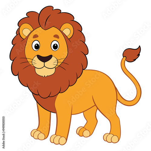 Cute lion cartoon isolated on white background