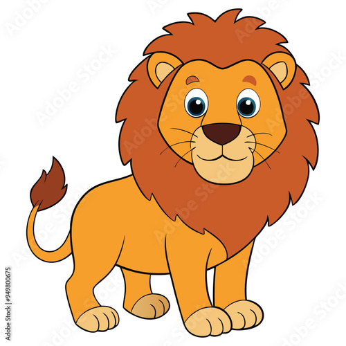 Cute lion cartoon isolated on white background photo