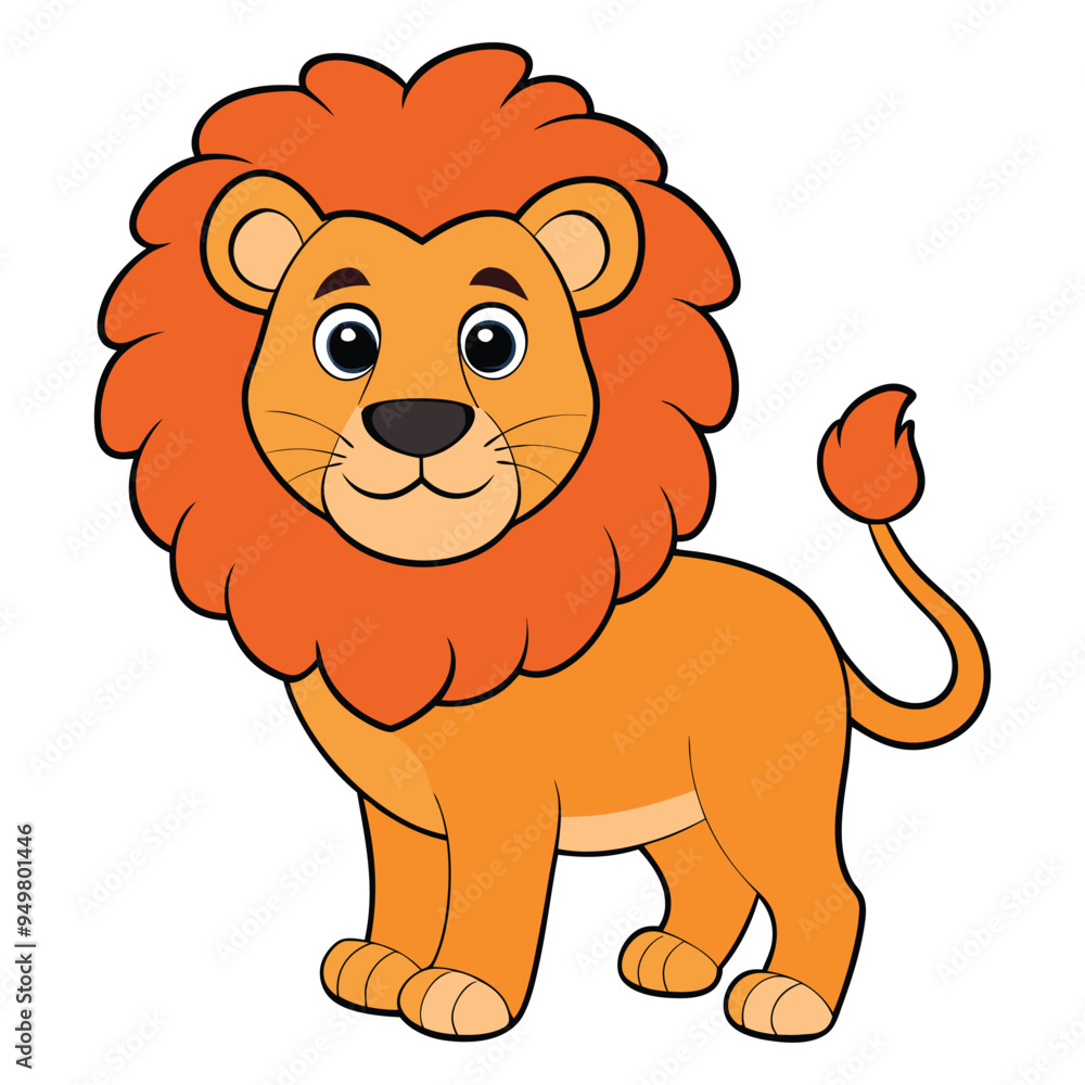 Fototapeta premium Cute lion cartoon isolated on white background