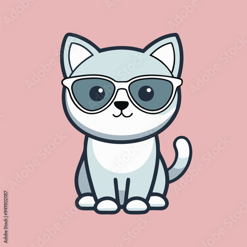 Cat Vector Cute Illustration on Solid Background , Cat png image