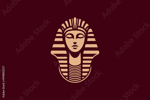 Egyptian princess pharaoh, goddess, Cleopatra logo, emblem, print. Simple vector illustration, portrait, face