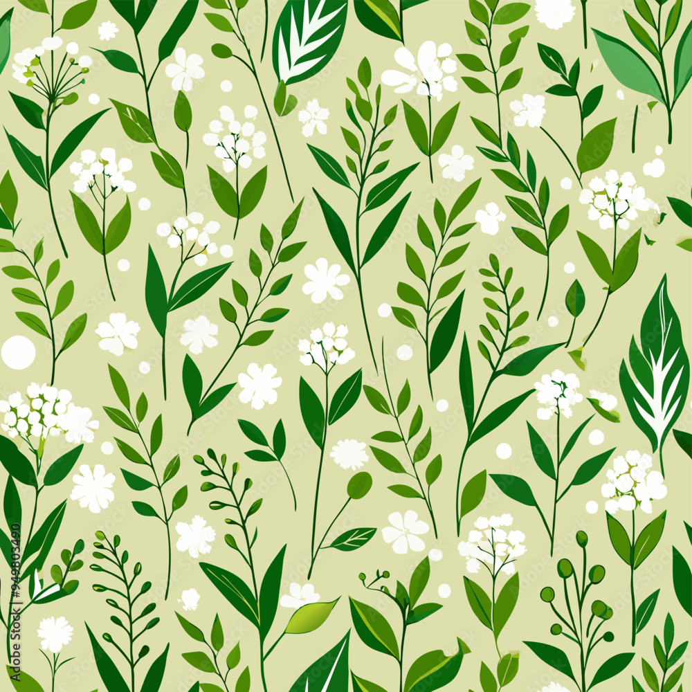 Fototapeta premium Floral seamless pattern vector illustration.