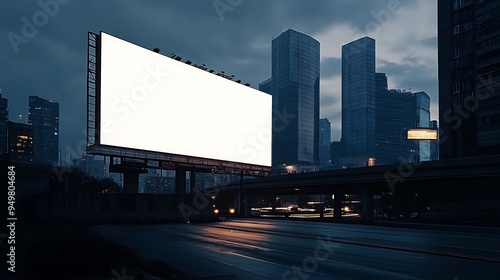 Blank Billboard in City