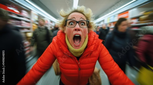Retail Madness: Crowds Frantically Shopping in Black Friday Chaos