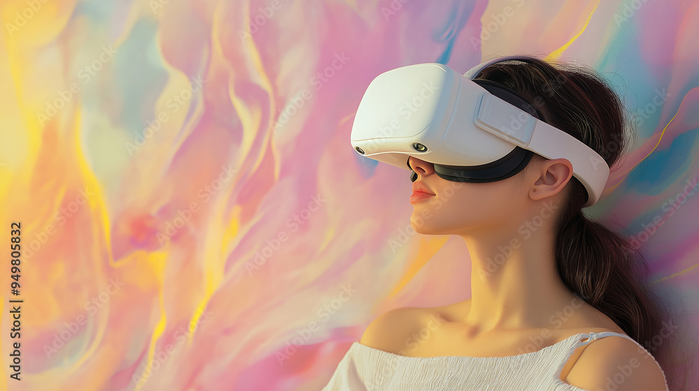 silhouette of a women wearing AR, Augmented reality, virtual reality silhouette of a women wearing AR, Augmented reality, virtual reality