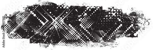 Glitch distorted grange shape . Noise grungy logo . Trendy defect error shapes . Glitched frame .Grunge textured . Distressed effect .Vector shapes