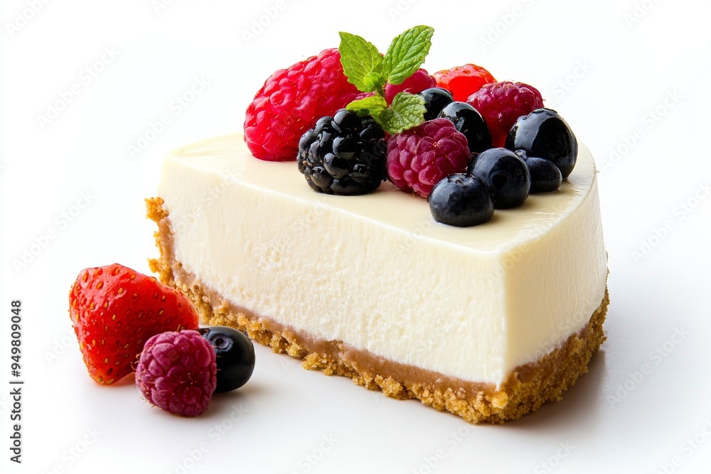 Cheesecake, A rich, creamy dessert made from cream cheese, eggs, and a graham cracker or biscuit crust. isolated on white background Cheesecake, A rich, creamy dessert made from cream cheese, eggs, and a graham cracker or biscuit crust. isolated on white background