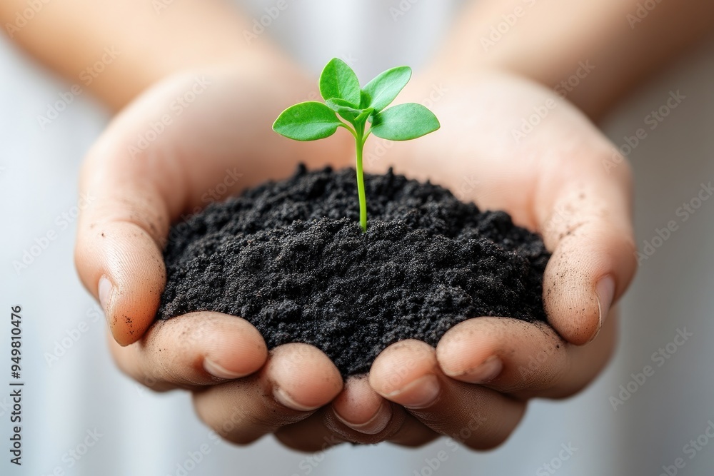 Nurturing New Life: Hands Holding Fresh Black Soil Nurturing New Life: Hands Holding Fresh Black Soil