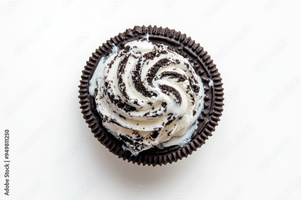 An isolated white transparent background features scoops of warm and creamy Chocolate Chip ice cream. An isolated white transparent background features scoops of warm and creamy Chocolate Chip ice cream.