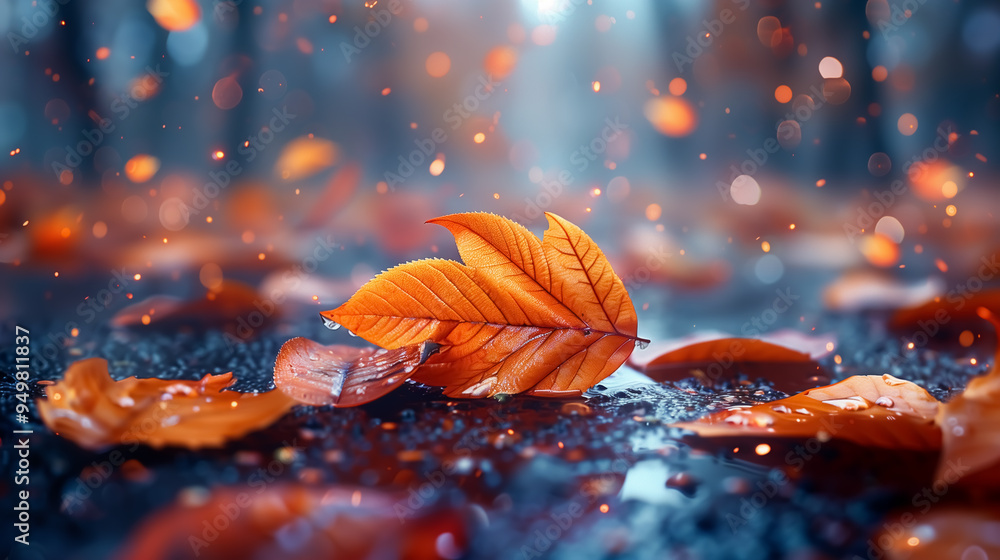 Beautiful autumn leaves in the magical forest, close-up of colorful leaves Beautiful autumn leaves in the magical forest, close-up of colorful leaves