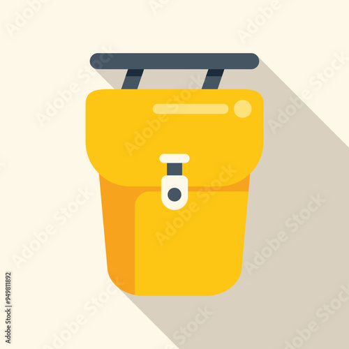 Yellow food delivery bag with bicycle carrier fixing system on top, designed for food delivery service