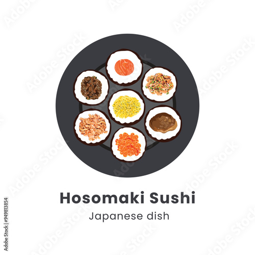 Hand drawn vector illustration of Hosomaki Sushi