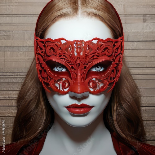 Portrait of a woman in harlequin makeup,A scary girl-painted face,3D abstract geometric face with vibrant colors, modern design, and AI technology in mind