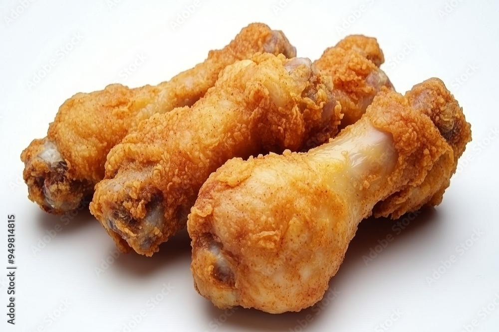 An image of fried chicken nuggets with tartar sauce on a white background An image of fried chicken nuggets with tartar sauce on a white background