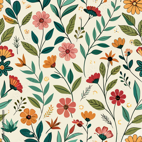 Floral seamless pattern vector illustration.