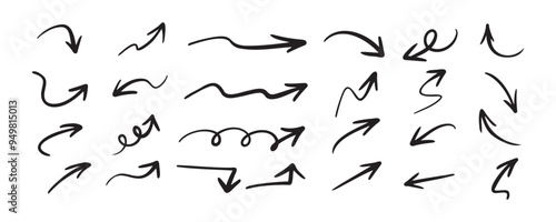 Hand drawn vector arrows doodle set on white background. design element vector illustration.