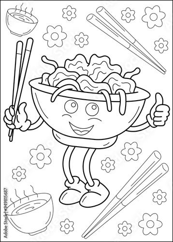 noodles coloring book page