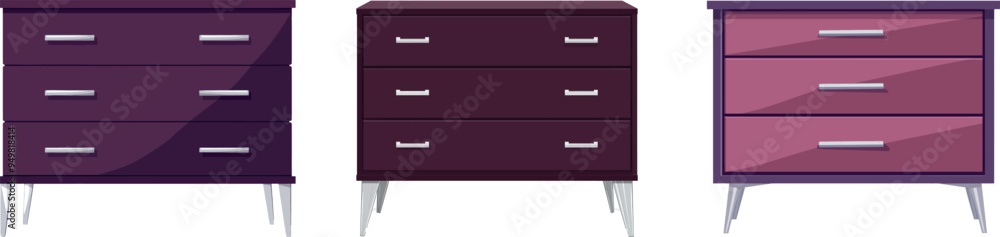 Drawers for storage in a brown wooden chest of drawers isolated on white background. Drawers for storage in a brown wooden chest of drawers isolated on white background.