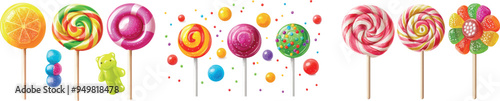 Transparent plastic pack with lollipop candy isolated on white