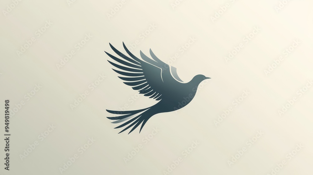 Obraz premium Abstract flying dove logo. Elegant silhouette design in flat style. Vector illustration for logo, icon, symbol, emblem, template design.