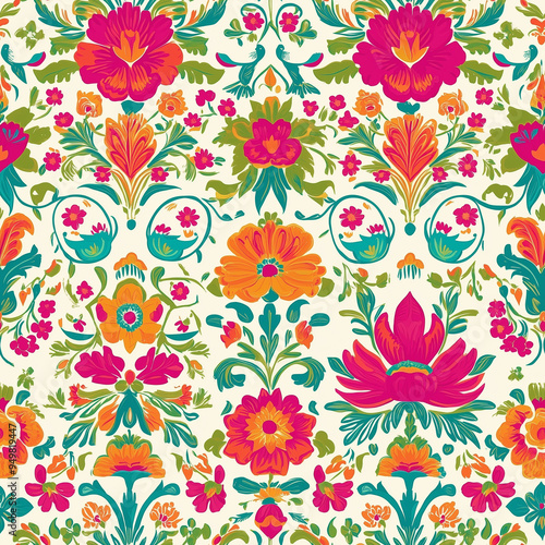 Wallpaper Mural seamless pattern with flowers Torontodigital.ca