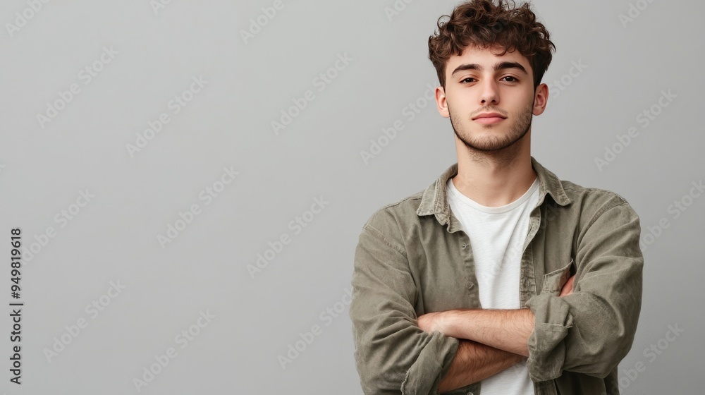 Obraz premium Young person on gray