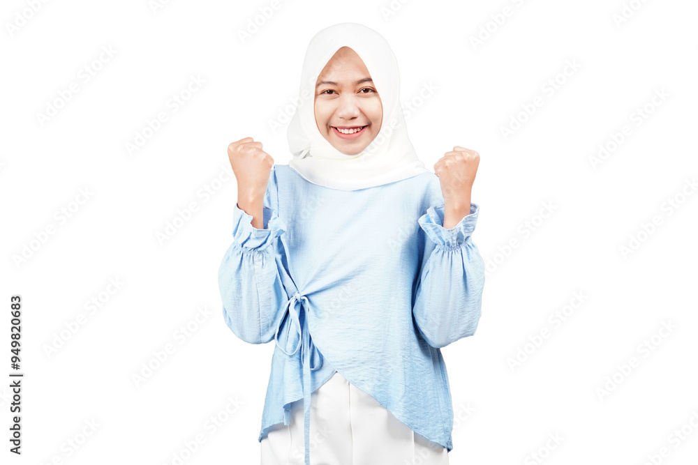 Excited asian hijab girl isolated transparent Excited asian hijab girl isolated transparent