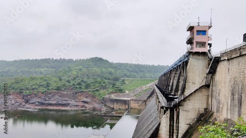 Footage of gates of Mahi Dam situated at Banswara shot against a cloudy sky
 photo