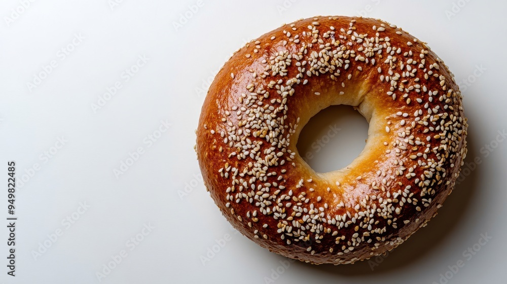 Freshly baked bagel with Sesame seed isolated on white background,Everything bagels topped with cream cheese,New York style bagels for breakfast,Homemade freshly baked bagels,space for text. Freshly baked bagel with Sesame seed isolated on white background,Everything bagels topped with cream cheese,New York style bagels for breakfast,Homemade freshly baked bagels,space for text.