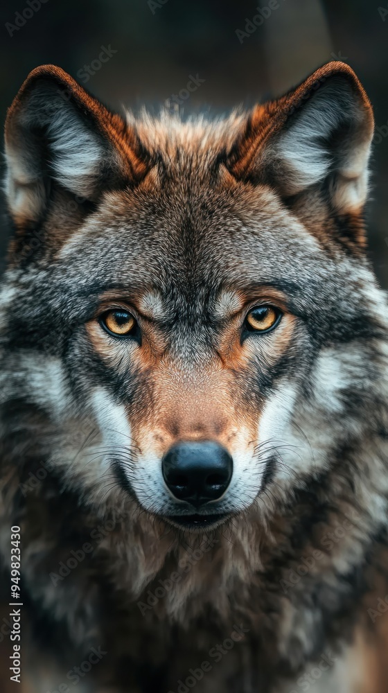 Close-up Portrait of a Wolf with Intense Eyes Close-up Portrait of a Wolf with Intense Eyes