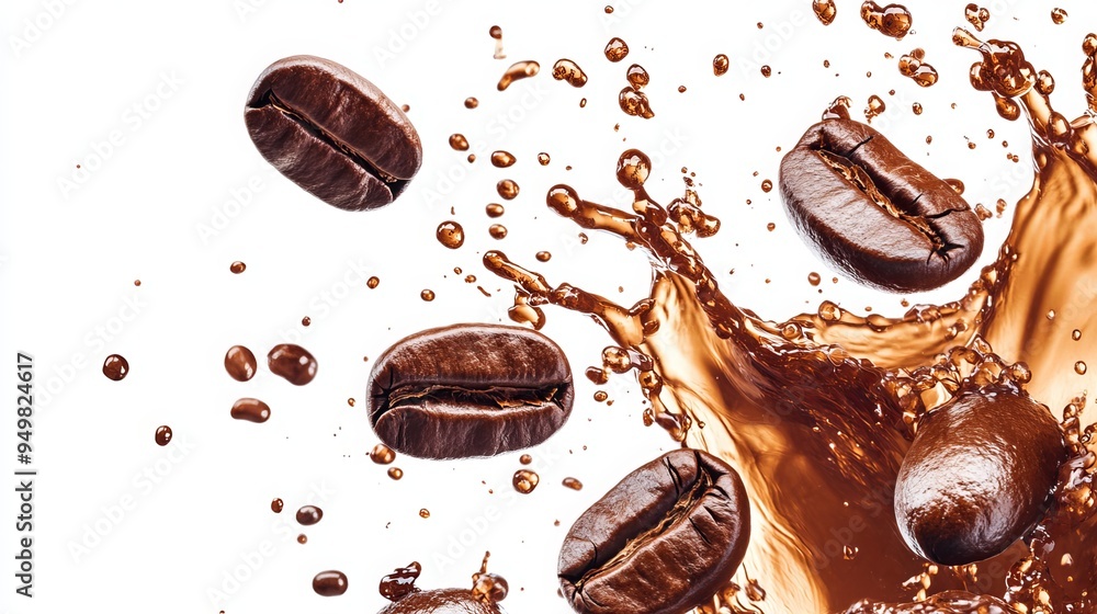 Coffee Splash with Coffee Beans Isolated on White Background. Concept Photo of Coffee Splash and Coffee Beans Isolated on White Background. Concept Photo of Coffee Splash Coffee Splash with Coffee Beans Isolated on White Background. Concept Photo of Coffee Splash and Coffee Beans Isolated on White Background. Concept Photo of Coffee Splash