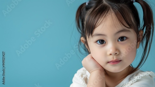 Close-up Portrait of a Little Girl with Pigtails