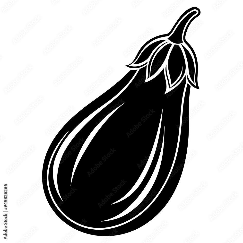 Eggplant Silhouette Black Vector Eggplant Silhouette Black Vector