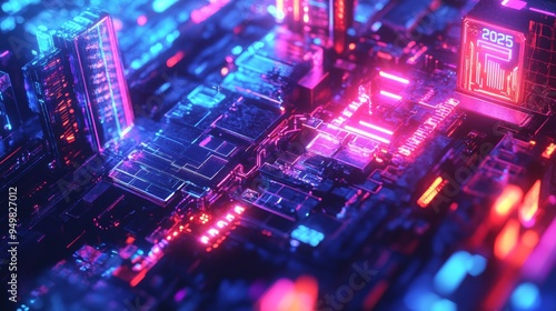 Wallpaper Mural Cyberpunk 2025 Typography with Glitch Effects and Neon Colors Torontodigital.ca