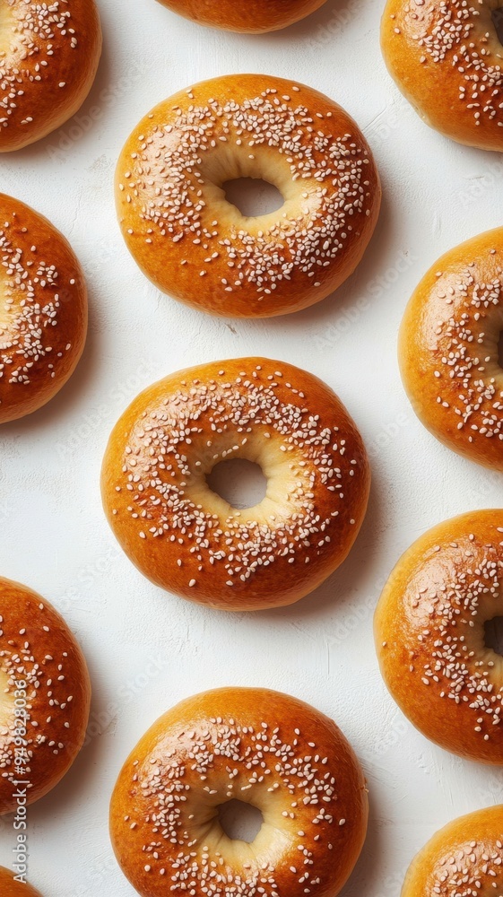 Freshly baked bagel with Sesame seed isolated on white background,Everything bagels topped with cream cheese,New York style bagels for breakfast,Homemade freshly plain,onion bagels,space for text. Freshly baked bagel with Sesame seed isolated on white background,Everything bagels topped with cream cheese,New York style bagels for breakfast,Homemade freshly plain,onion bagels,space for text.