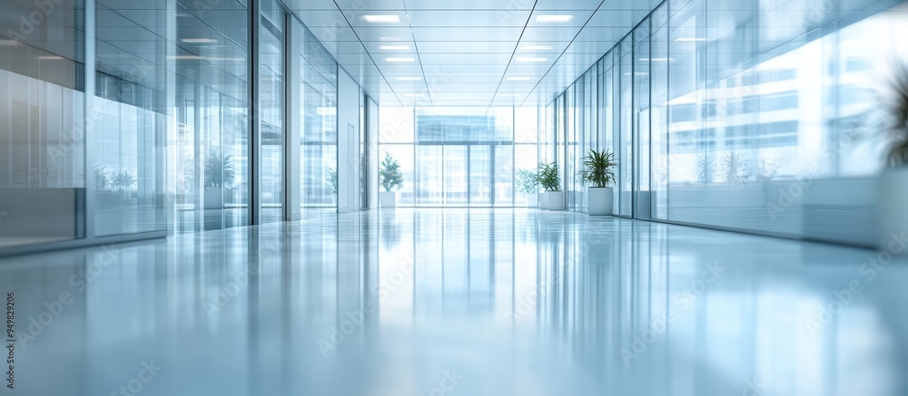 Modern Office Corridor with Glass Walls and Natural Light Creating a Bright and Open Workspace Environment Modern Office Corridor with Glass Walls and Natural Light Creating a Bright and Open Workspace Environment