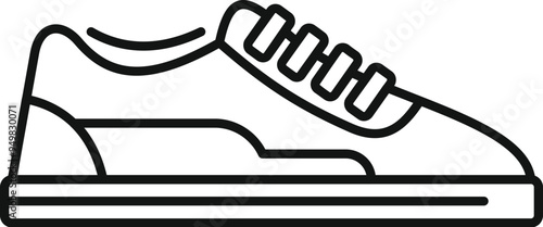 This minimalist line art icon depicts a sneaker viewed from the side, emphasizing its sleek and modern design