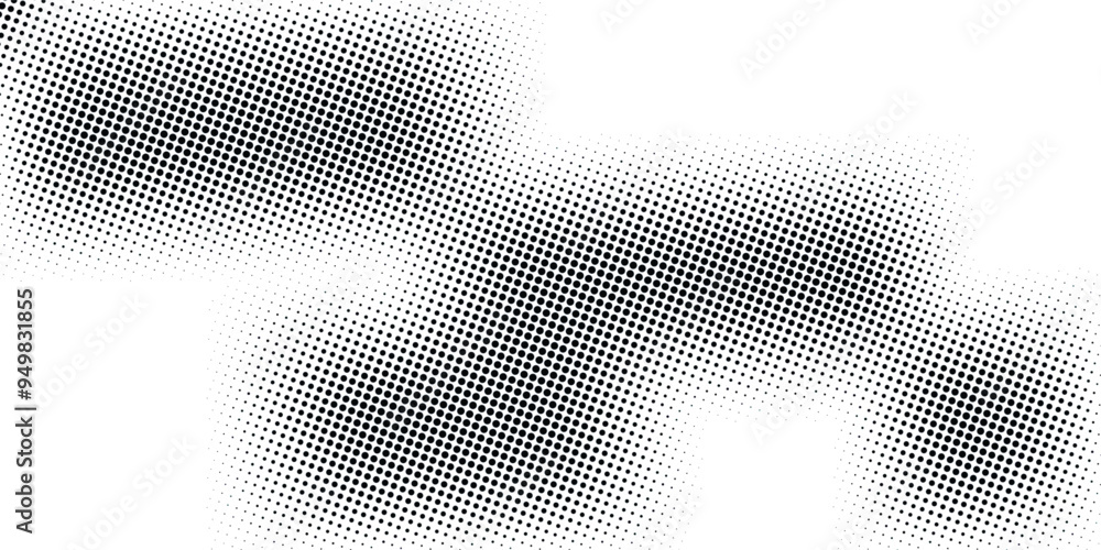 Fototapeta premium Halftone gradient. Dotted gradient, smooth dots spraying and halftones dot background seamless horizontal geometric pattern vector template set modern