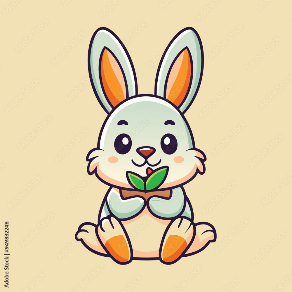 Obraz premium Cute Rabbit eating Carrot vector illustration
