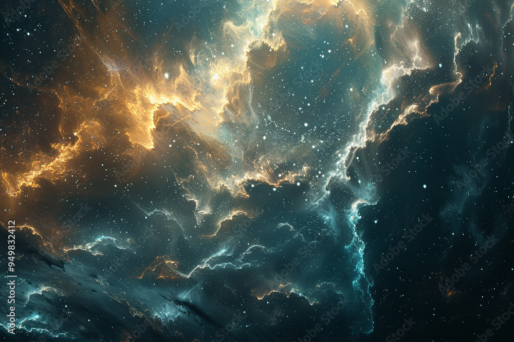 Obraz premium Nebula and bright stars in night sky. Space background.